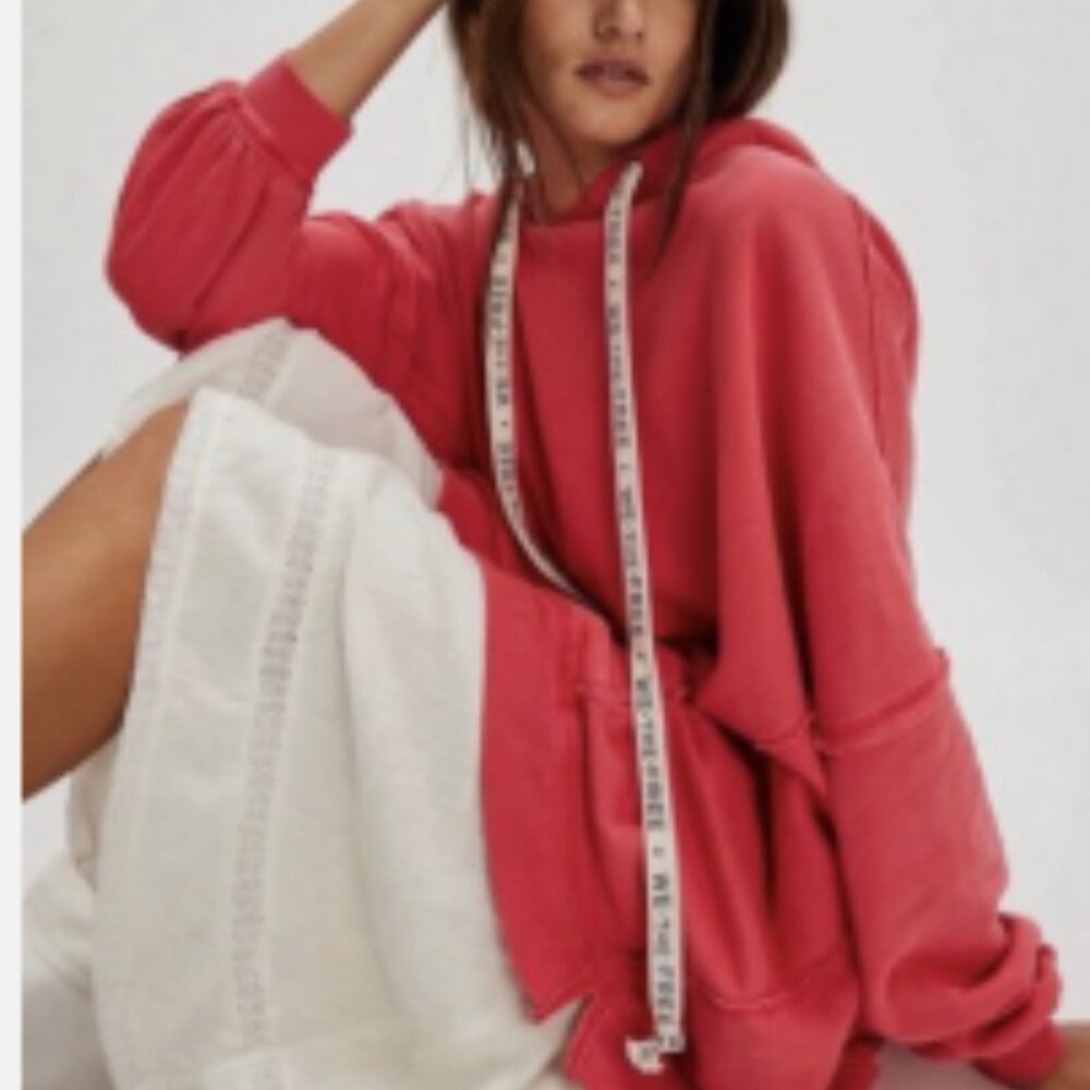 NWT Free People We The Free Hoodie in High Risk Red Size Medium